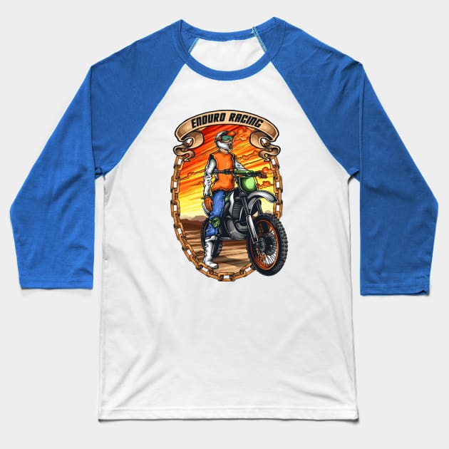 Motocross racer with helmet Baseball T-Shirt by Mako Design 